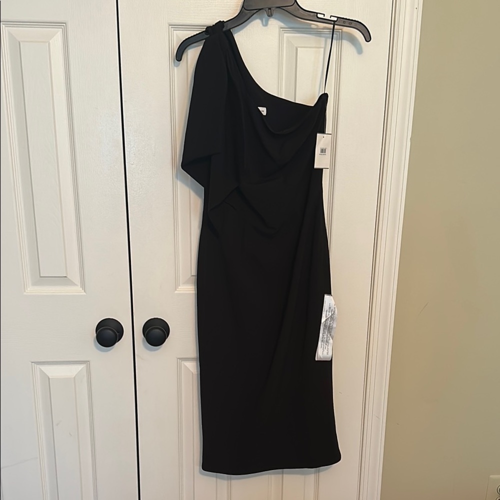 Dress the Population Black Asymmetrical One-Shoulder Cocktail Dress